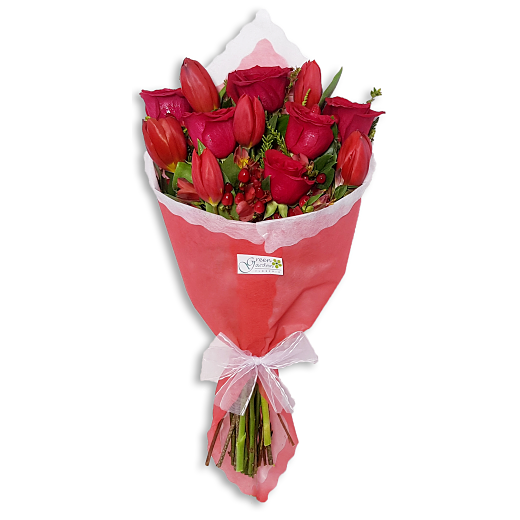 Ramo clásico de tulipanes y rosas con color a elección